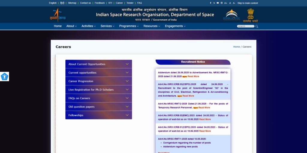 ISRO Scientist Engineer SC Recruitment 2025: इसरो में नौकरी का मौका, आप भी बन सकते हैं साइंटिस्ट, जानिए योग्यता और सैलरी 2 Sarkari Yojana 2025 | सरकारी योजना | PM Yojana News | Jobs.